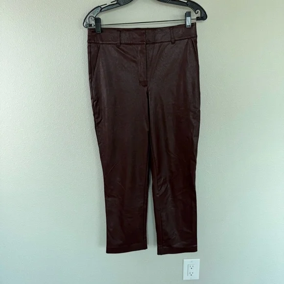 NWT Commando Faux Leather 7/8 Trouser Pants Oxblood Burgundy New Women’s Small